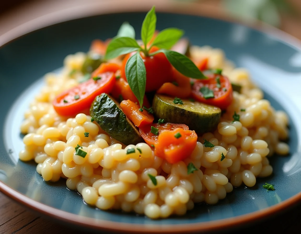 Vegan-блюдо — ризотто с сезонными овощами